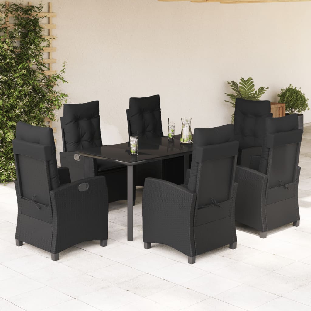 7-delige Tuinset met kussens poly rattan zwart is nu te koop bij PeponiXL, paradijselijk wonen!