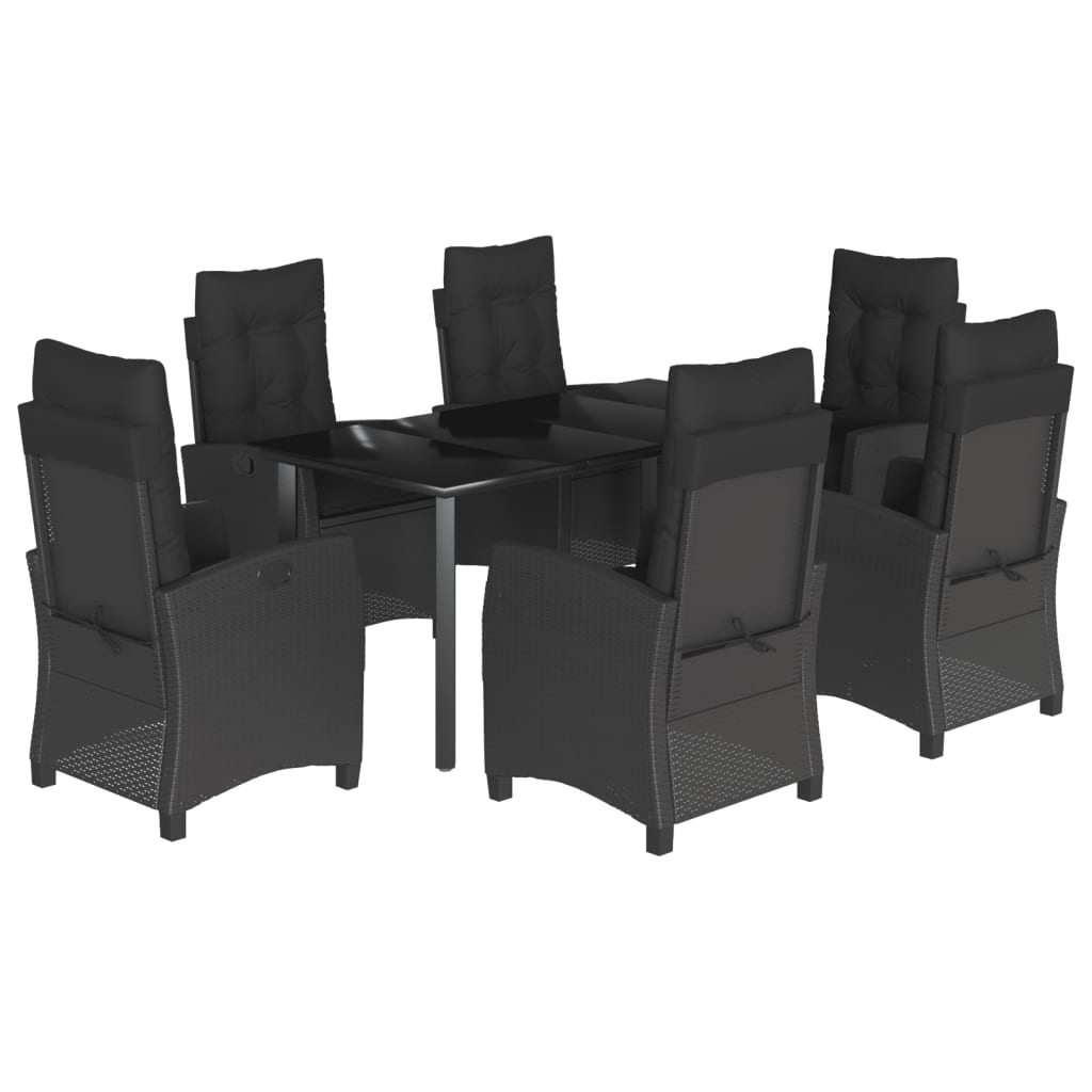 7-delige Tuinset met kussens poly rattan zwart is nu te koop bij PeponiXL, paradijselijk wonen!