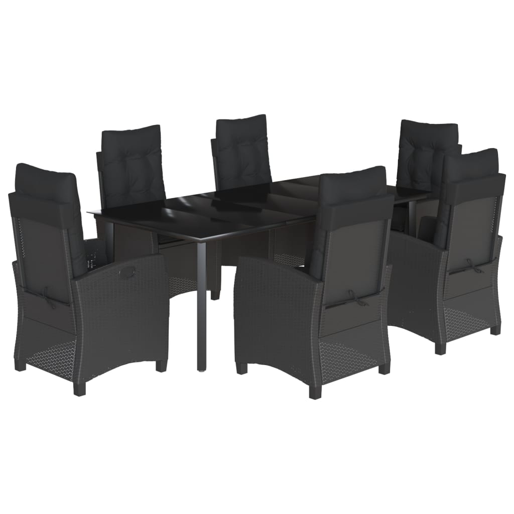 7-delige Tuinset met kussens poly rattan zwart is nu te koop bij PeponiXL, paradijselijk wonen!