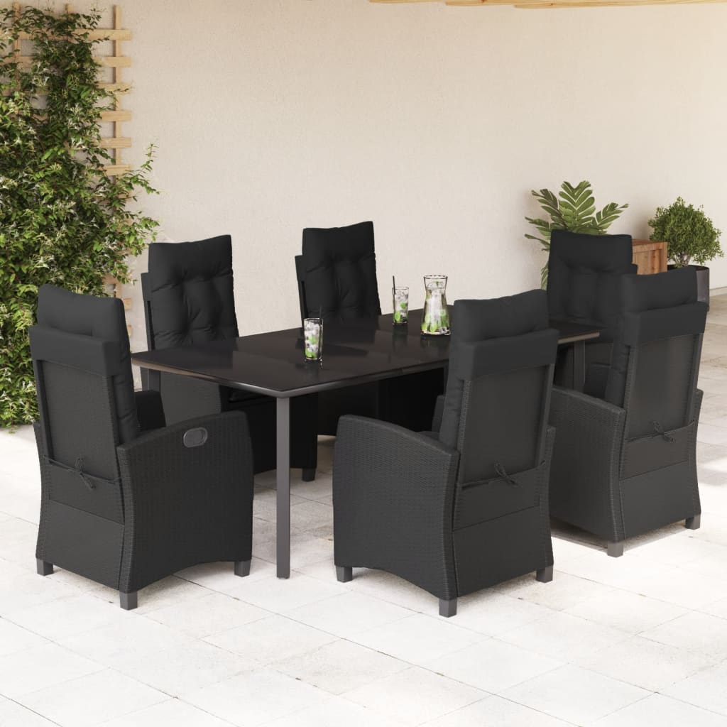 7-delige Tuinset met kussens poly rattan zwart is nu te koop bij PeponiXL, paradijselijk wonen!