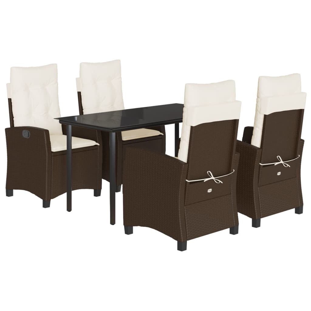 5-delige Tuinset met kussens poly rattan bruin is nu te koop bij PeponiXL, paradijselijk wonen!