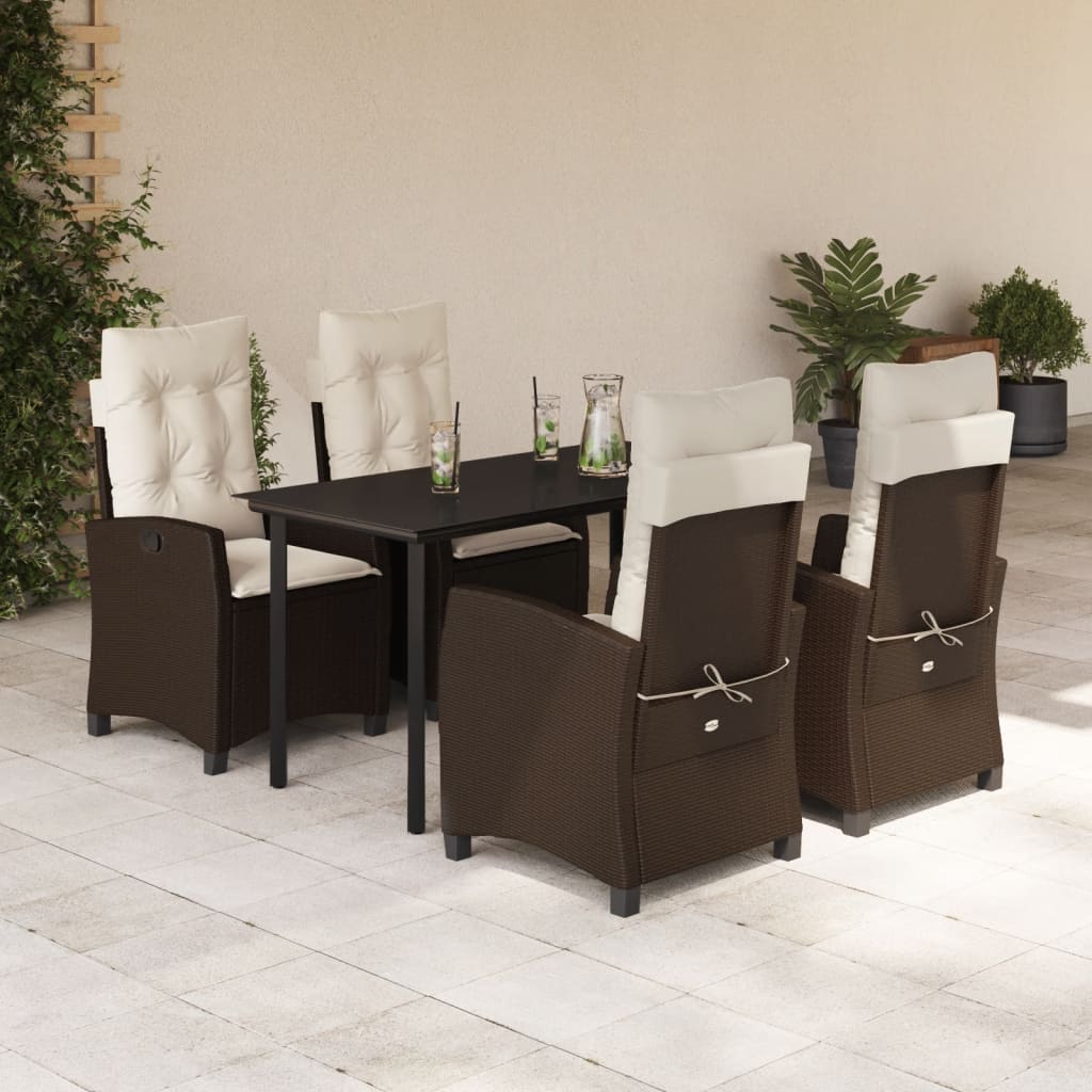 5-delige Tuinset met kussens poly rattan bruin is nu te koop bij PeponiXL, paradijselijk wonen!