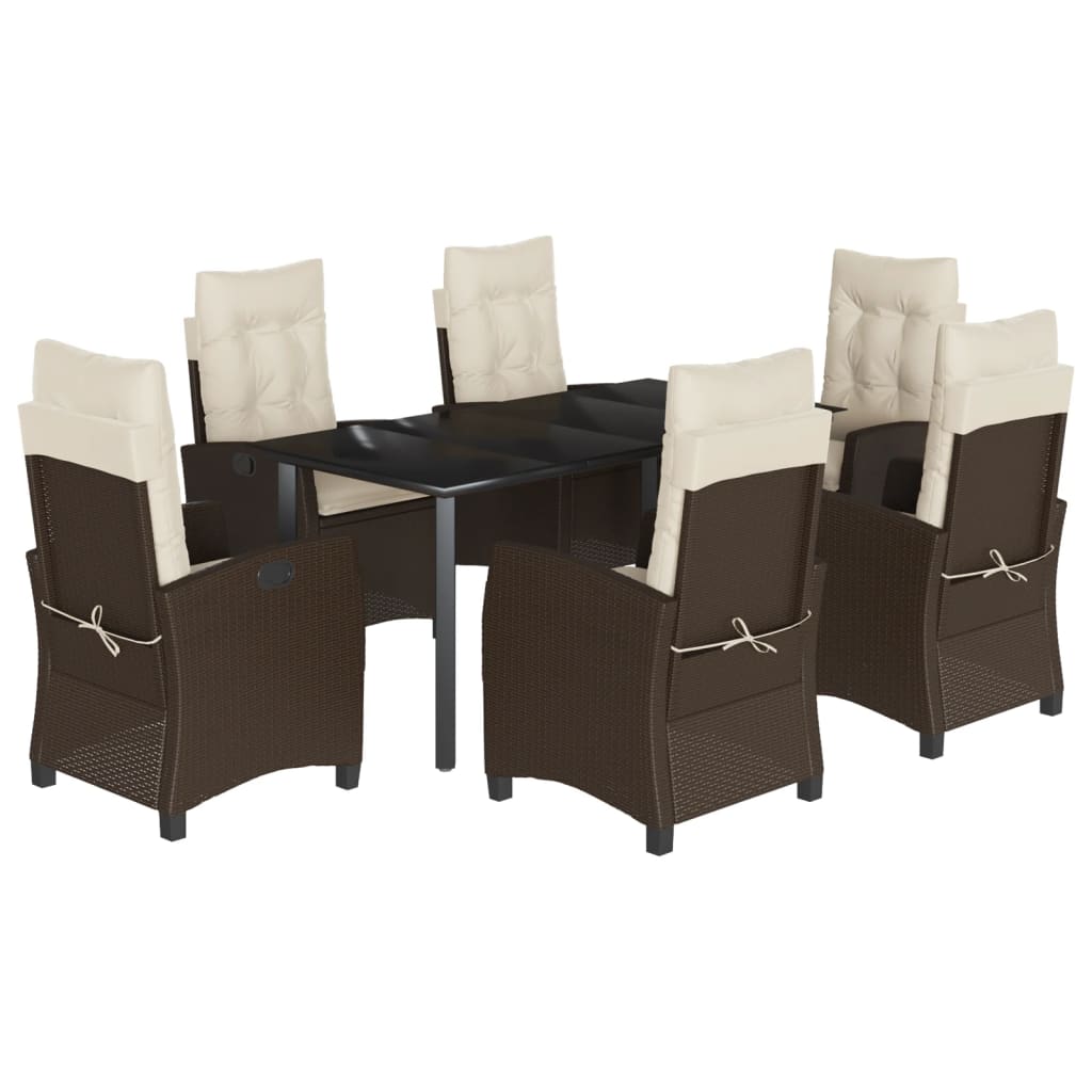 7-delige Tuinset met kussens poly rattan bruin is nu te koop bij PeponiXL, paradijselijk wonen!