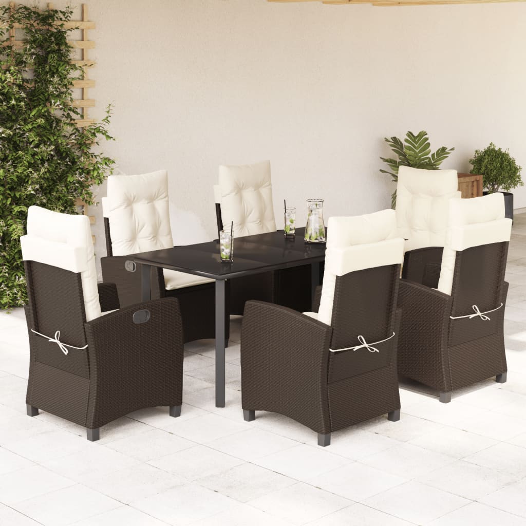 7-delige Tuinset met kussens poly rattan bruin is nu te koop bij PeponiXL, paradijselijk wonen!