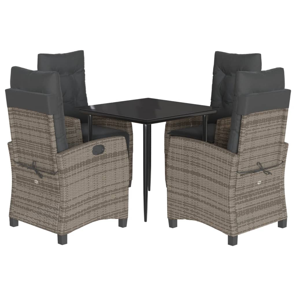 5-delige Tuinset met kussens poly rattan grijs is nu te koop bij PeponiXL, paradijselijk wonen!