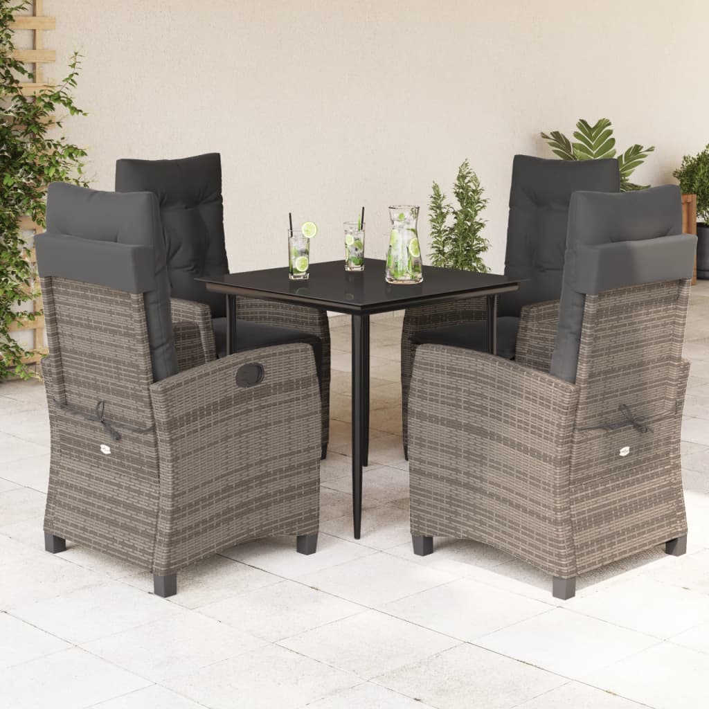 5-delige Tuinset met kussens poly rattan grijs is nu te koop bij PeponiXL, paradijselijk wonen!