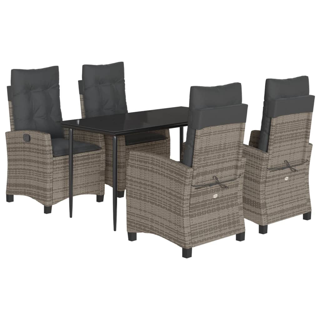 5-delige Tuinset met kussens poly rattan grijs is nu te koop bij PeponiXL, paradijselijk wonen!