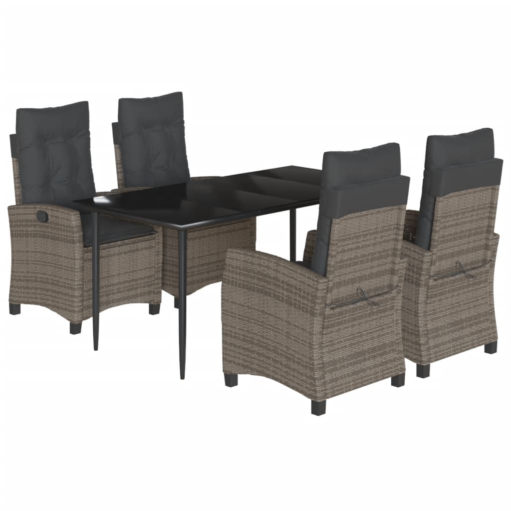 5-delige Tuinset met kussens poly rattan grijs is nu te koop bij PeponiXL, paradijselijk wonen!