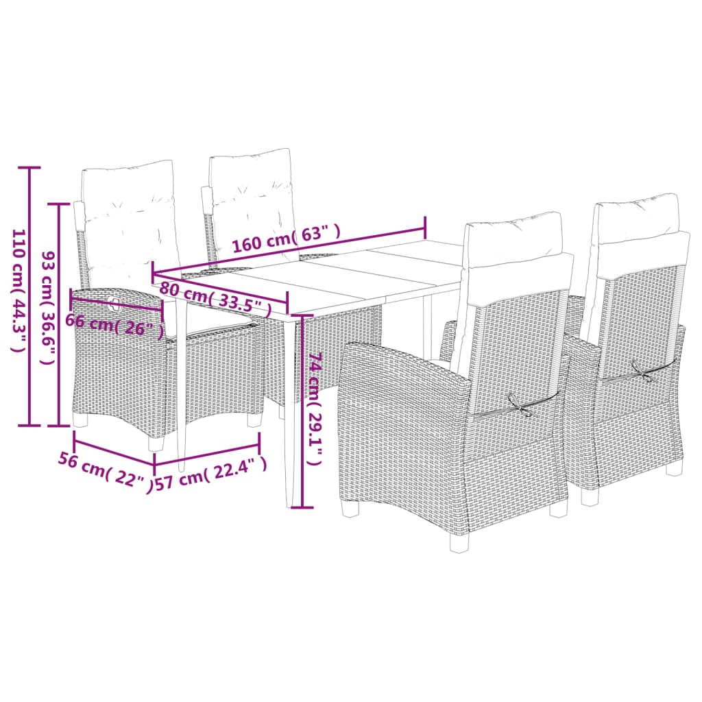 5-delige Tuinset met kussens poly rattan grijs is nu te koop bij PeponiXL, paradijselijk wonen!