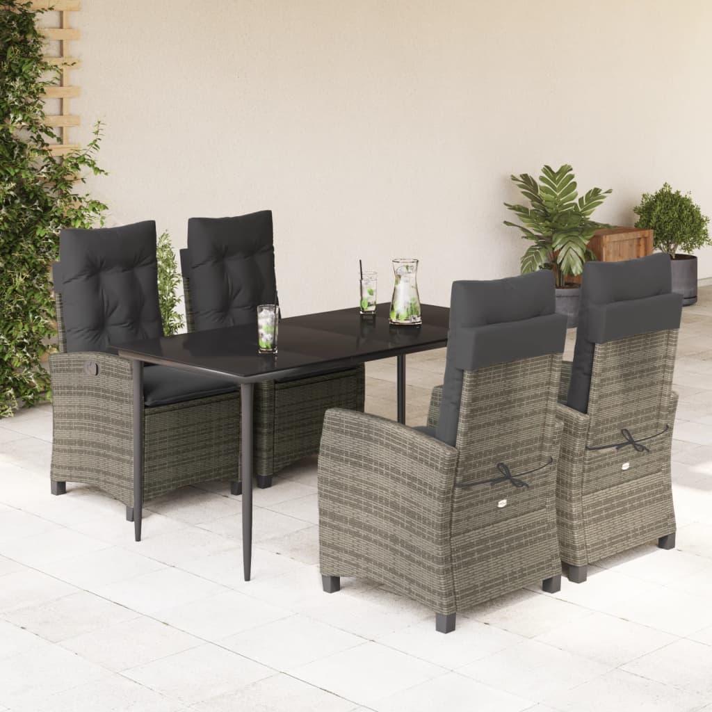 5-delige Tuinset met kussens poly rattan grijs is nu te koop bij PeponiXL, paradijselijk wonen!
