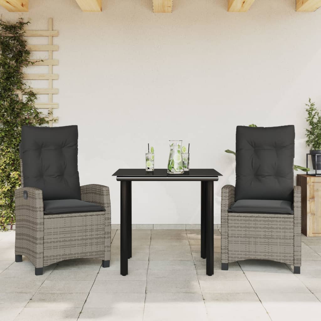 3-delige Tuinset met kussens poly rattan grijs is nu te koop bij PeponiXL, paradijselijk wonen!