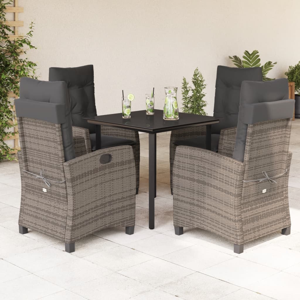 5-delige Tuinset met kussens poly rattan grijs is nu te koop bij PeponiXL, paradijselijk wonen!