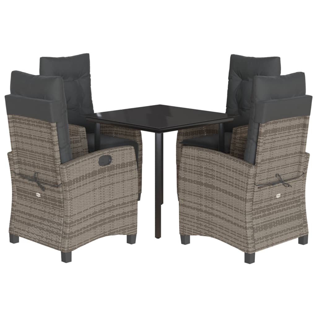 5-delige Tuinset met kussens poly rattan grijs is nu te koop bij PeponiXL, paradijselijk wonen!