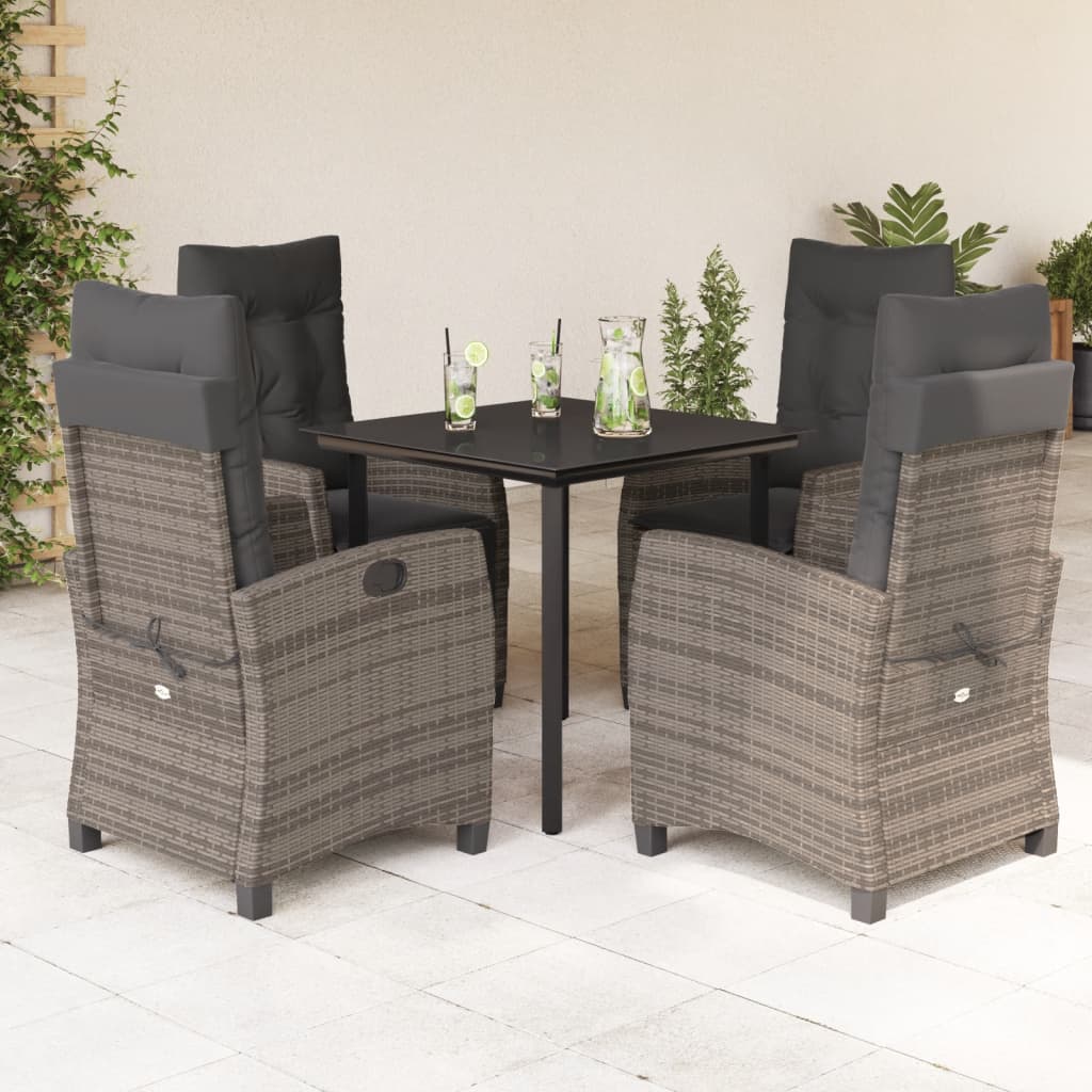 5-delige Tuinset met kussens poly rattan grijs is nu te koop bij PeponiXL, paradijselijk wonen!
