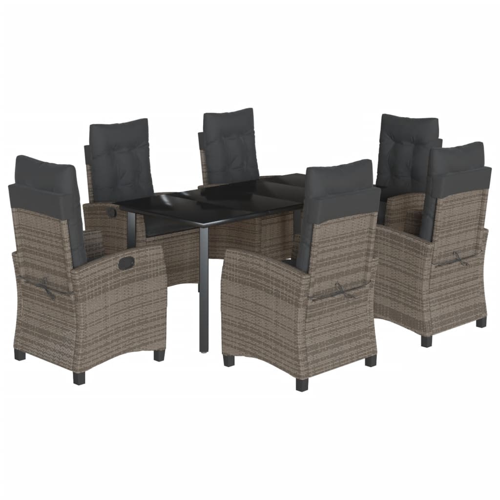 7-delige Tuinset met kussens poly rattan grijs is nu te koop bij PeponiXL, paradijselijk wonen!