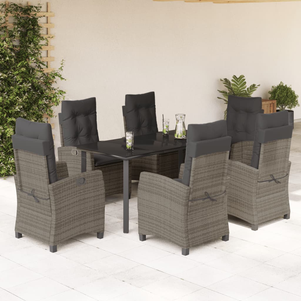 7-delige Tuinset met kussens poly rattan grijs is nu te koop bij PeponiXL, paradijselijk wonen!