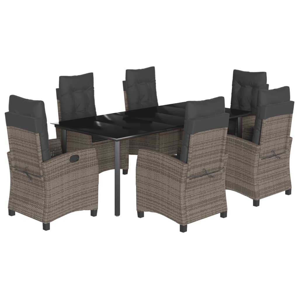 7-delige Tuinset met kussens poly rattan grijs is nu te koop bij PeponiXL, paradijselijk wonen!