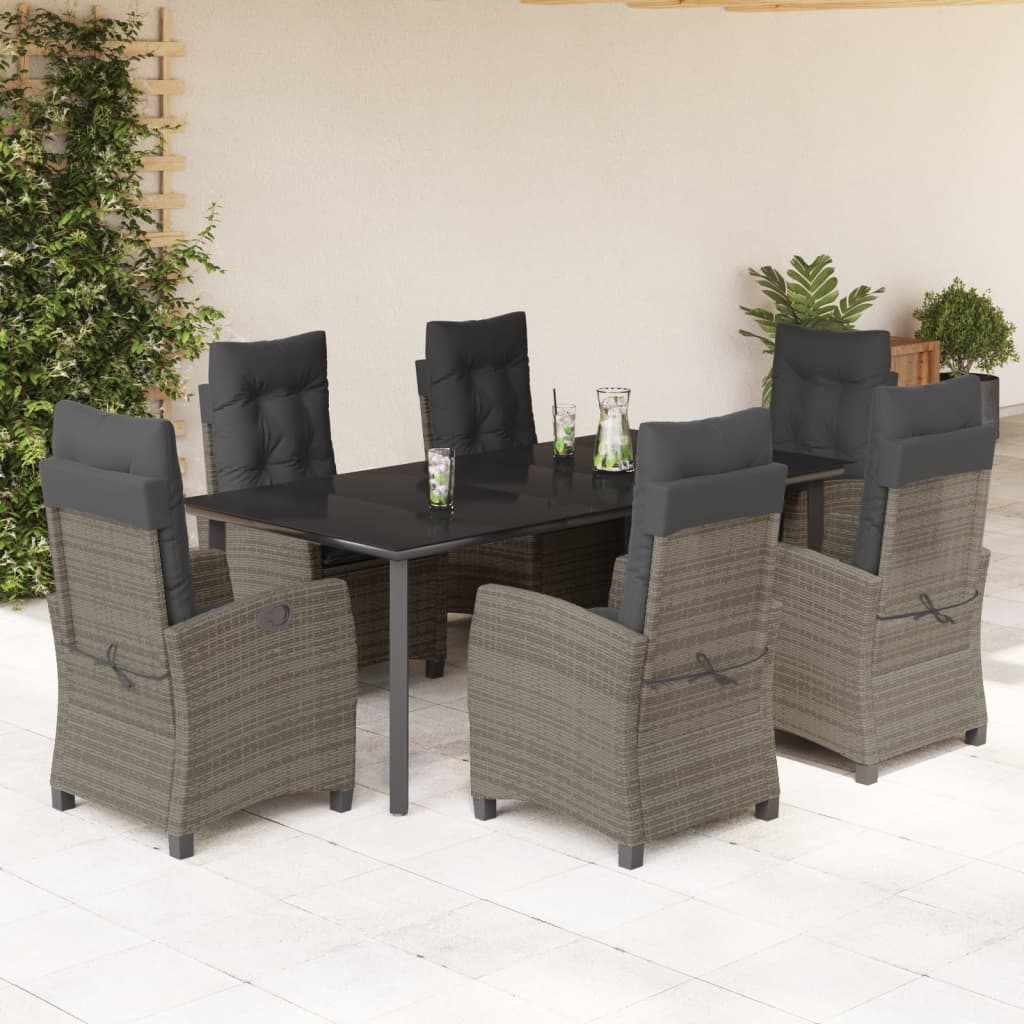 7-delige Tuinset met kussens poly rattan grijs is nu te koop bij PeponiXL, paradijselijk wonen!