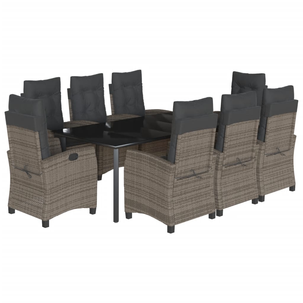9-delige Tuinset met kussens poly rattan grijs is nu te koop bij PeponiXL, paradijselijk wonen!