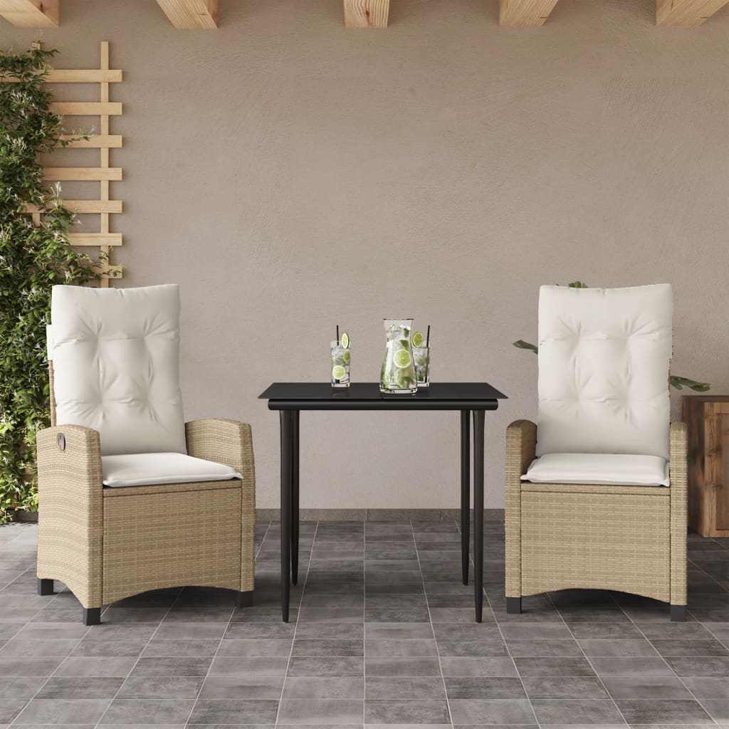 3-delige Tuinset met kussens poly rattan beige is nu te koop bij PeponiXL, paradijselijk wonen!