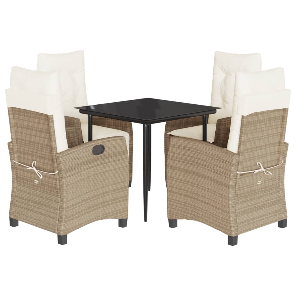 5-delige Tuinset met kussens poly rattan beige is nu te koop bij PeponiXL, paradijselijk wonen!