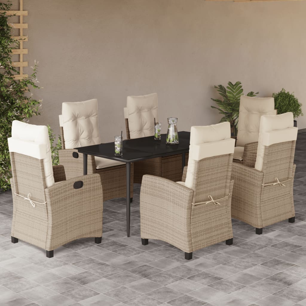 7-delige Tuinset met kussens poly rattan beige is nu te koop bij PeponiXL, paradijselijk wonen!