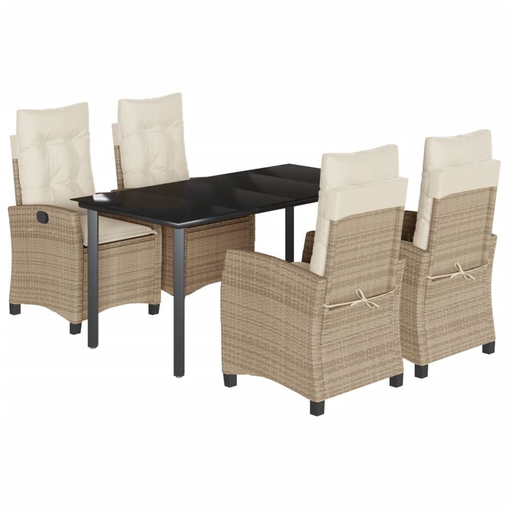 5-delige Tuinset met kussens poly rattan beige is nu te koop bij PeponiXL, paradijselijk wonen!