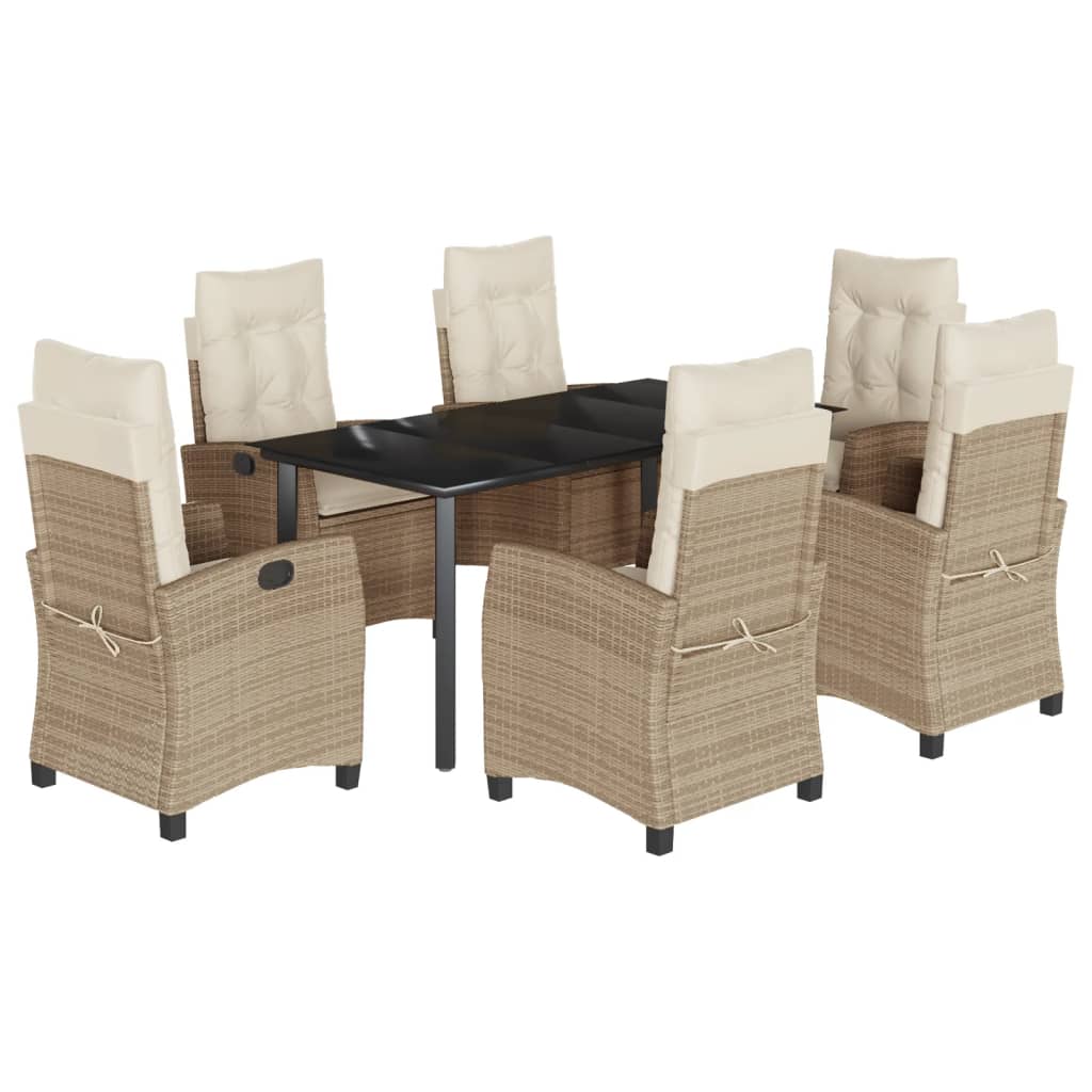 7-delige Tuinset met kussens poly rattan beige is nu te koop bij PeponiXL, paradijselijk wonen!