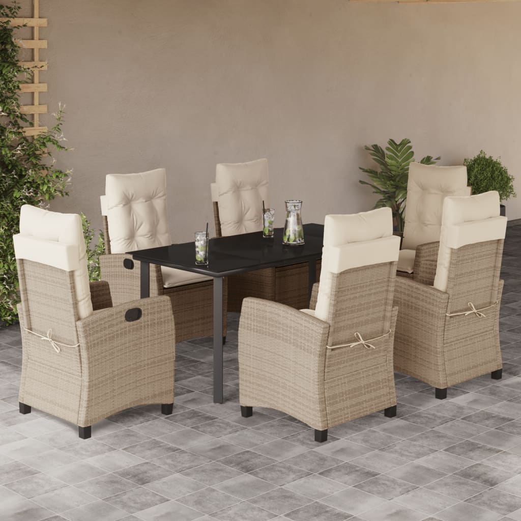 7-delige Tuinset met kussens poly rattan beige is nu te koop bij PeponiXL, paradijselijk wonen!