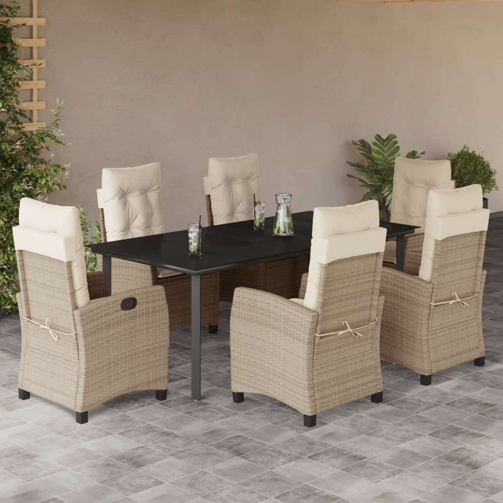7-delige Tuinset met kussens poly rattan beige is nu te koop bij PeponiXL, paradijselijk wonen!