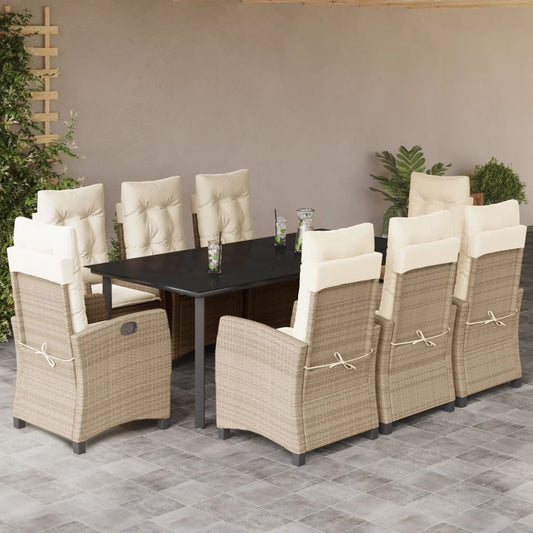 9-delige Tuinset met kussens poly rattan beige is nu te koop bij PeponiXL, paradijselijk wonen!