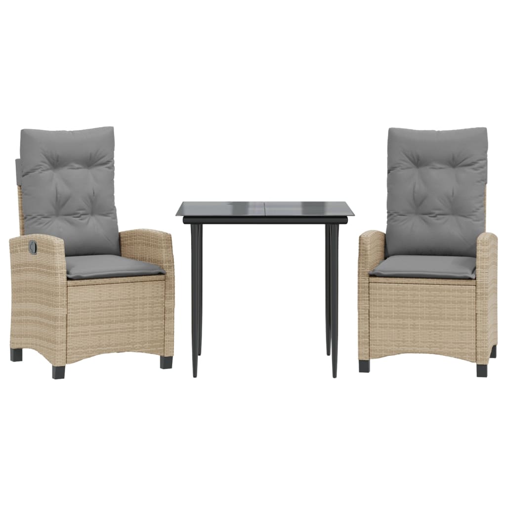 3-delige Tuinset met kussens poly rattan gemengd beige is nu te koop bij PeponiXL, paradijselijk wonen!