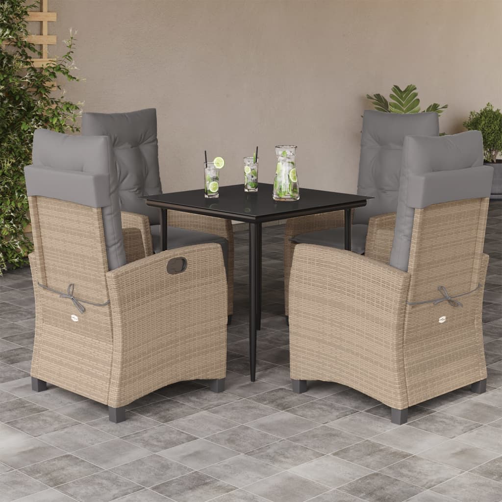 5-delige Tuinset met kussens poly rattan gemengd beige is nu te koop bij PeponiXL, paradijselijk wonen!