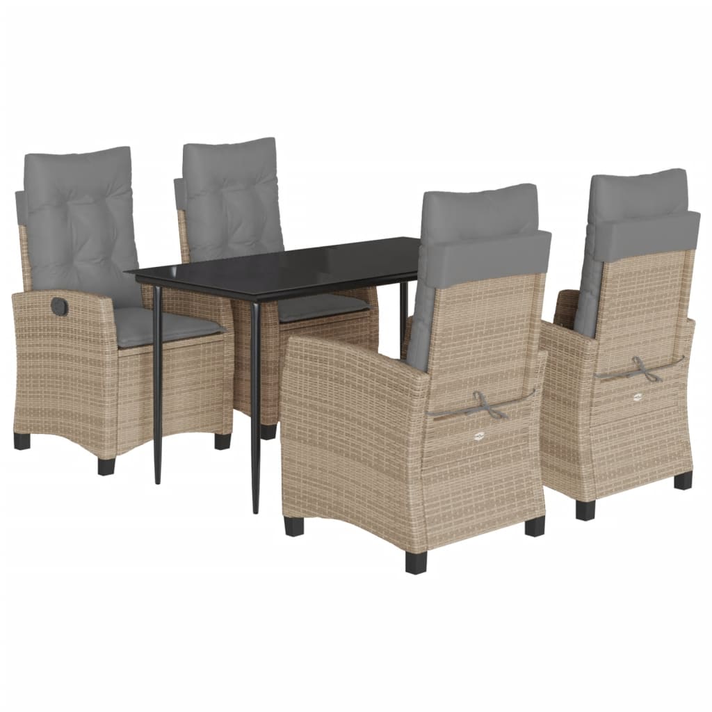 5-delige Tuinset met kussens poly rattan gemengd beige is nu te koop bij PeponiXL, paradijselijk wonen!