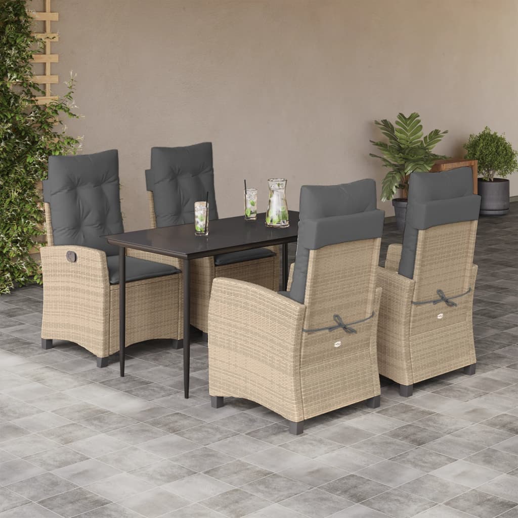 5-delige Tuinset met kussens poly rattan gemengd beige is nu te koop bij PeponiXL, paradijselijk wonen!
