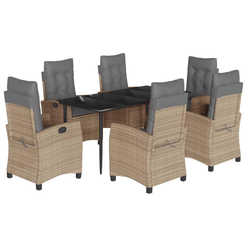7-delige Tuinset met kussens poly rattan gemengd beige is nu te koop bij PeponiXL, paradijselijk wonen!