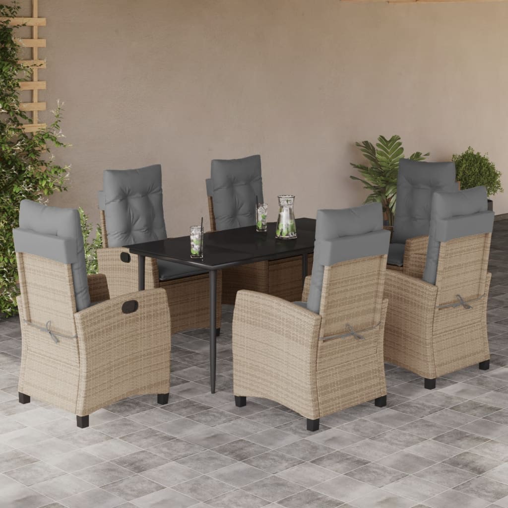 7-delige Tuinset met kussens poly rattan gemengd beige is nu te koop bij PeponiXL, paradijselijk wonen!