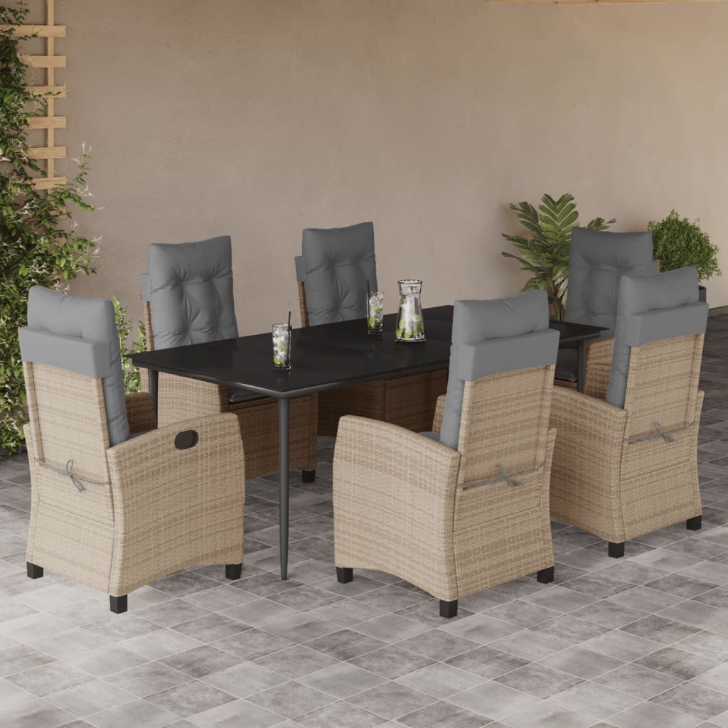 7-delige Tuinset met kussens poly rattan gemengd beige is nu te koop bij PeponiXL, paradijselijk wonen!