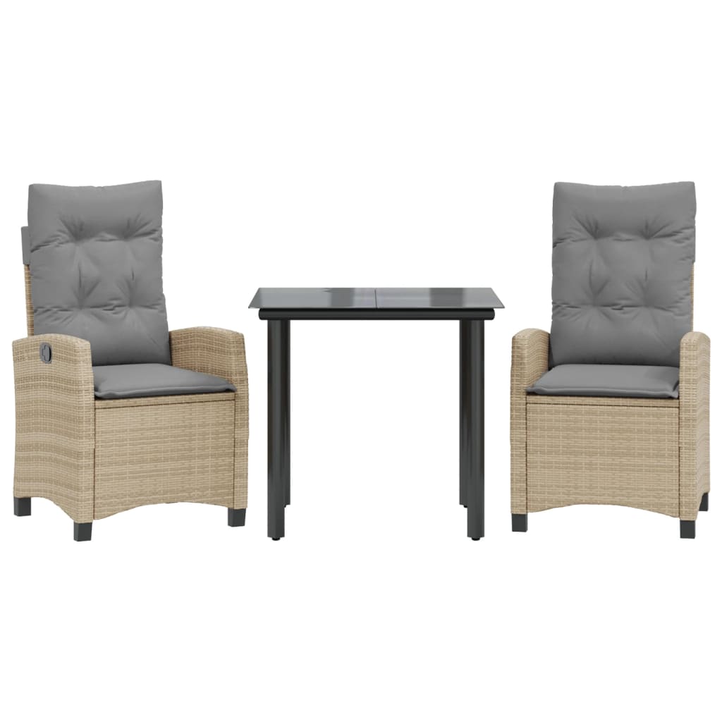 3-delige Tuinset met kussens poly rattan gemengd beige is nu te koop bij PeponiXL, paradijselijk wonen!