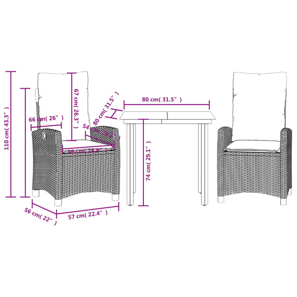 3-delige Tuinset met kussens poly rattan gemengd beige is nu te koop bij PeponiXL, paradijselijk wonen!