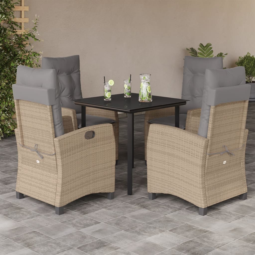 5-delige Tuinset met kussens poly rattan gemengd beige is nu te koop bij PeponiXL, paradijselijk wonen!
