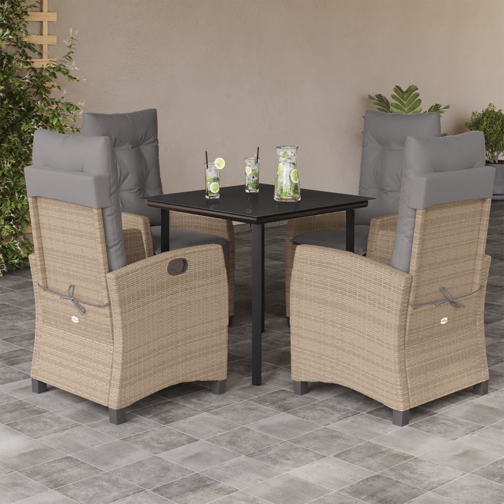 5-delige Tuinset met kussens poly rattan gemengd beige is nu te koop bij PeponiXL, paradijselijk wonen!