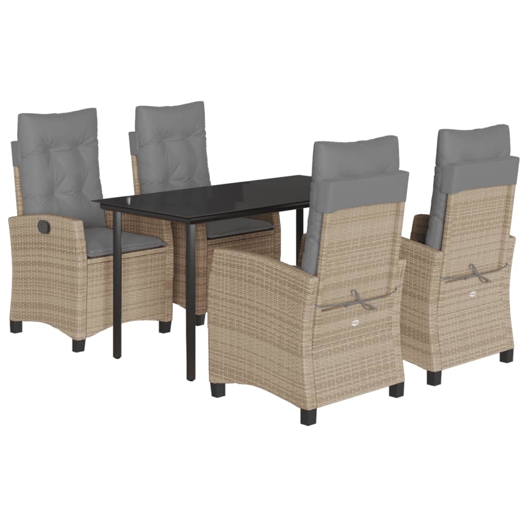5-delige Tuinset met kussens poly rattan gemengd beige is nu te koop bij PeponiXL, paradijselijk wonen!
