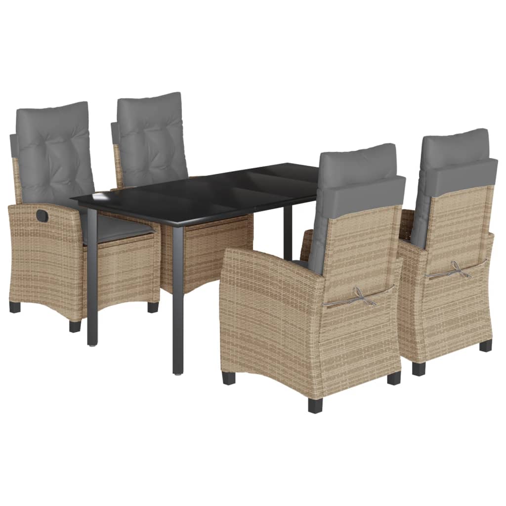 5-delige Tuinset met kussens poly rattan gemengd beige is nu te koop bij PeponiXL, paradijselijk wonen!