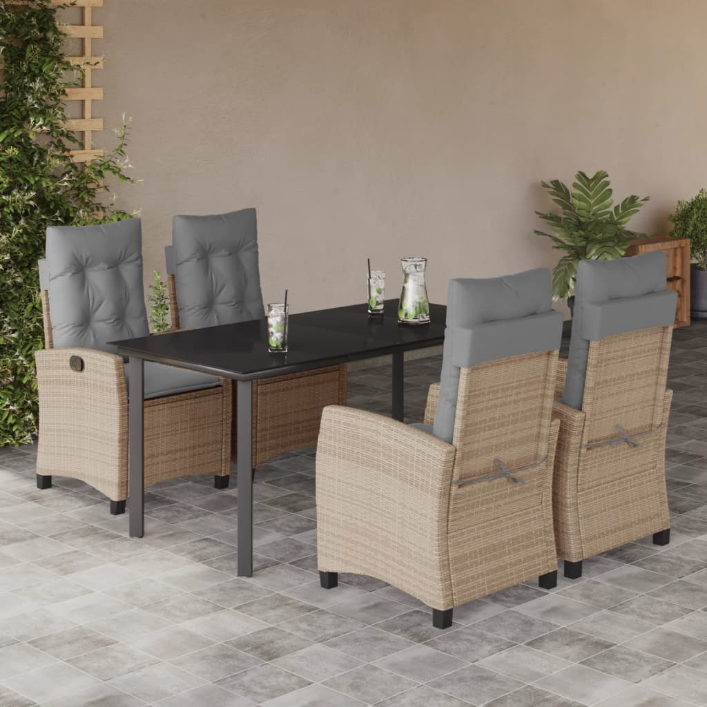 5-delige Tuinset met kussens poly rattan gemengd beige is nu te koop bij PeponiXL, paradijselijk wonen!