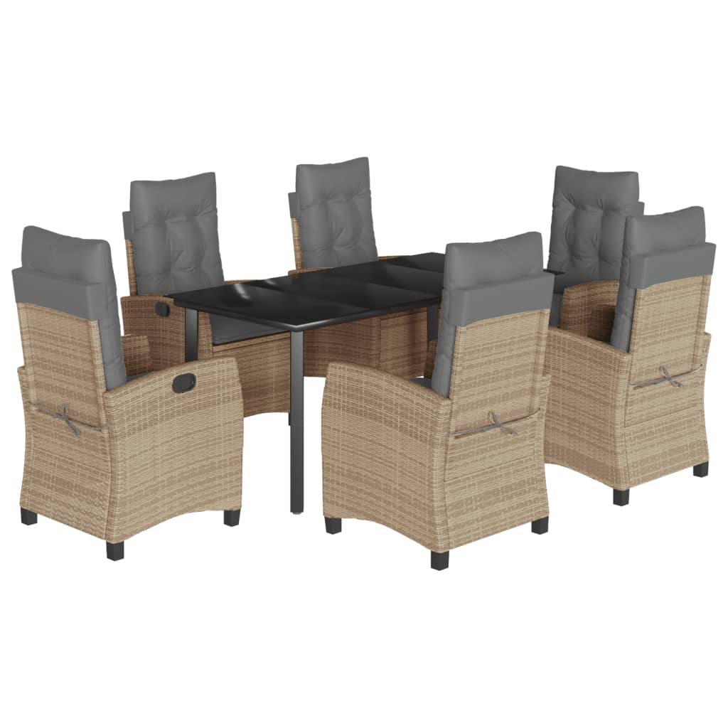 7-delige Tuinset met kussens poly rattan gemengd beige is nu te koop bij PeponiXL, paradijselijk wonen!