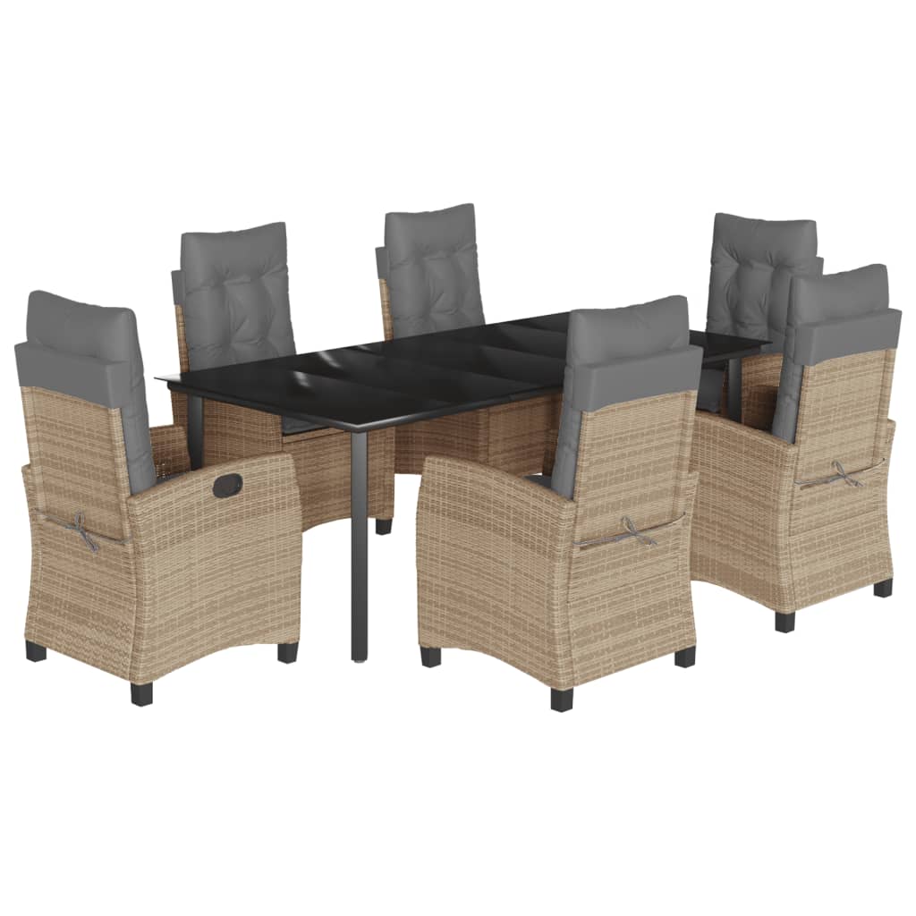 7-delige Tuinset met kussens poly rattan gemengd beige is nu te koop bij PeponiXL, paradijselijk wonen!