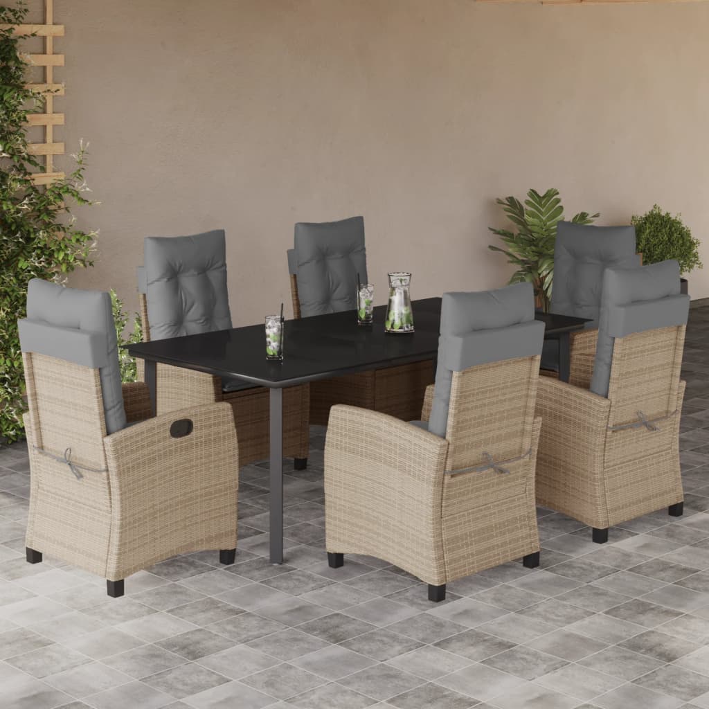 7-delige Tuinset met kussens poly rattan gemengd beige is nu te koop bij PeponiXL, paradijselijk wonen!