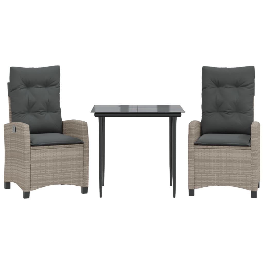 3-delige Tuinset met kussens poly rattan lichtgrijs is nu te koop bij PeponiXL, paradijselijk wonen!