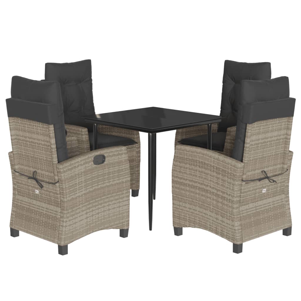 5-delige Tuinset met kussens poly rattan lichtgrijs is nu te koop bij PeponiXL, paradijselijk wonen!